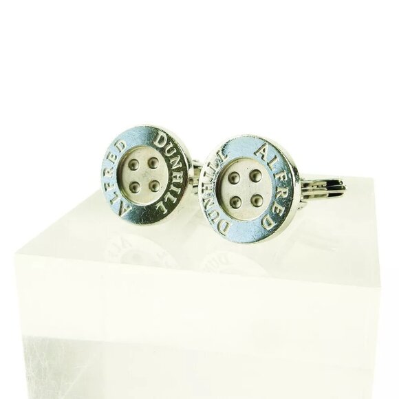 DUNHILL Cufflinks button Design Silver 925 Authentic USED - Picture 1 of 9